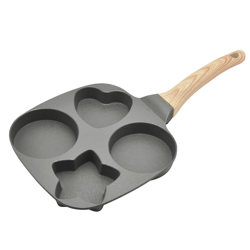 Cuatro agujeros amor desayuno olla huevo frito panqueque hamburguesa antiadherente pan filete olla aleación de aluminio universal transfronteriza al por mayor