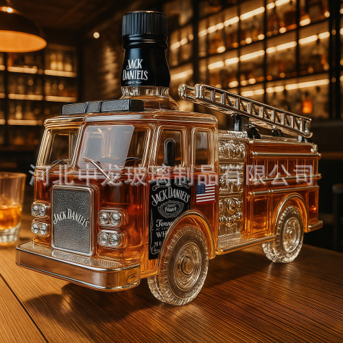 消防車の形をした独立したステーションの売れ筋製品ウイスキーボトルワインセット工場直送ガラスワインボトル|undefined