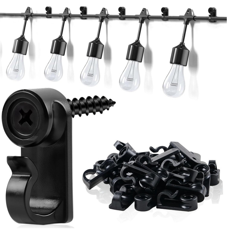 Outdoor string light hooks, weatherproof light hooks for hanging Christmas lights, fairy lights (black) hooks Outdoor string light hooks, weatherproof light hooks for hanging Christmas lights, fairy lights (black) hooks