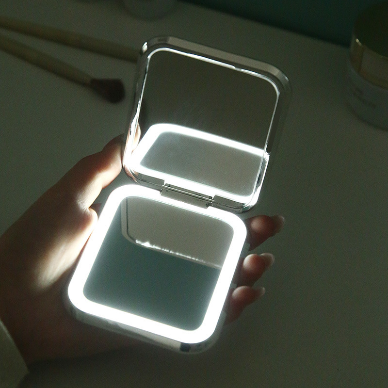 化粧鏡ランプ付きled携帯折り畳みデスクトップデスクトップは学生電気メッキ家庭用鏡発光美化粧鏡を立てることができる|undefined