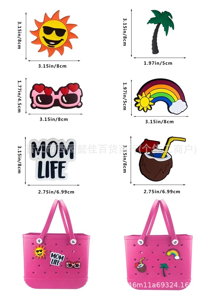 Colgante veraniego para bolso de playa – accesorios Bogg con gafas de sol y arcoíris, estilo divertido DIY