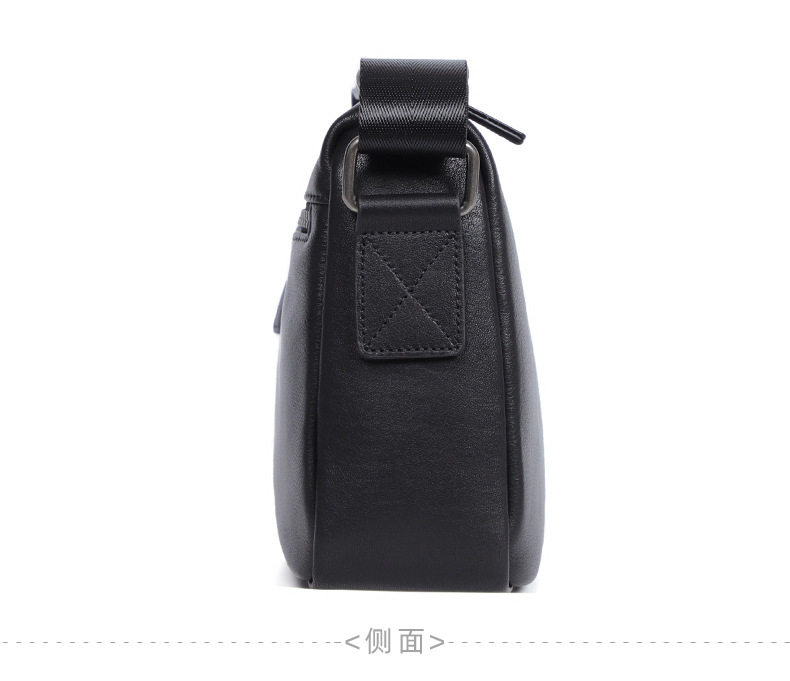 Túi đeo chéo nam da bò thật dạng hộp nhỏ 29×11×17 cm — Màu đen chi tiết 14