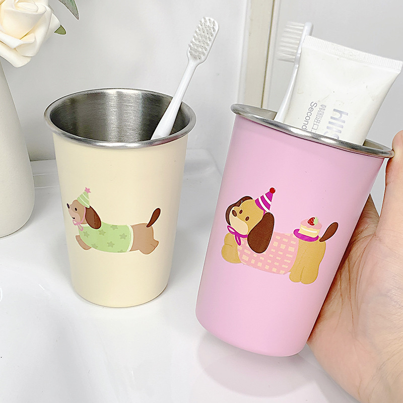 かわいい子犬304ステンレス嗽カップ家庭用歯ブラシカップ児童高颜値寮洗面カップカップル|undefined