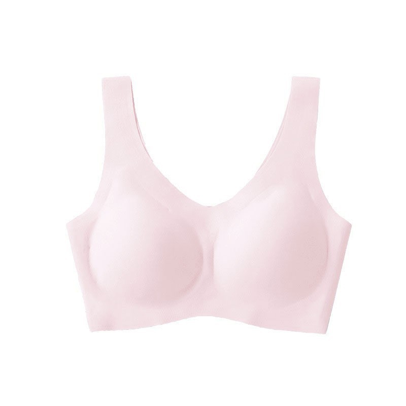 Bras ropa interior femenina sin costuras almohadilla de látex hermoso estilo chaleco deportivo sujetador fino para dormir sujetador de seda de hielo reunido