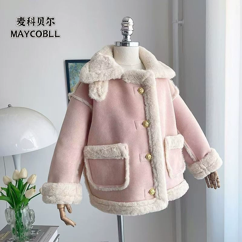 Куртка для девочек на флисе утеплённая с мехом