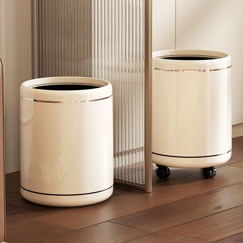 Living Room Trash Can, Household High-End Luxury, Large Capacity, Kitchen, Toilet, Bathroom, Wheeled Large Storage Bin