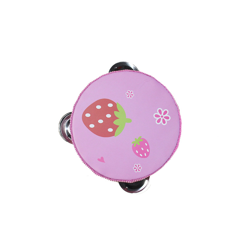 Fábrica al por mayor de madera de tamaño pequeño tambor de timbre de juguete instrumento musical para niños jardín de infantes educación temprana tambor de mano música tambor de mano