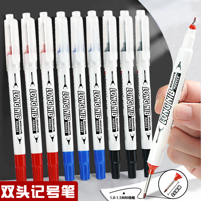 新款双头长头记号笔木工专用笔瓷砖地砖深孔多用途20mm标记笔批发