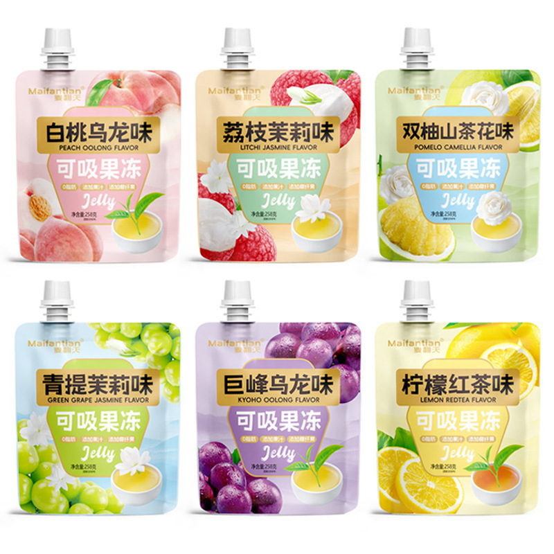 Wheat-shaking jelly 0 fat green litchi double pomelo coconut fiber juice jelly net red snack wholesale