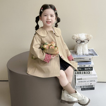 女童秋装风衣2025秋季新款中小童中长款外套小女孩洋气英伦风上衣