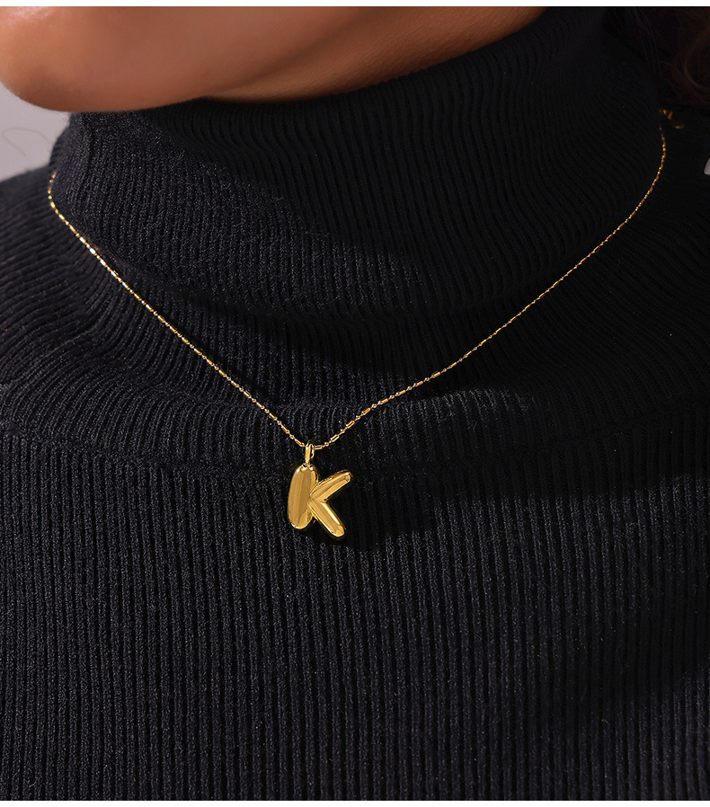 Personalised Titanium Steel Letter Necklace With Balloon Pendant_voghion.com