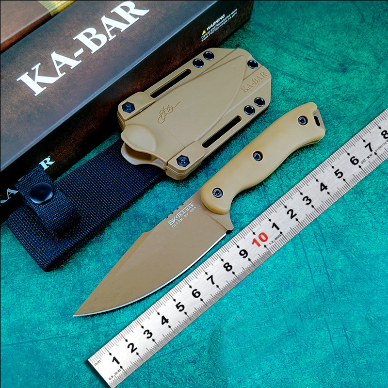 Kabbah Outdoor Knife Sharp EDC Field Survival Straight Knife Portable K-Scabbard Knife Amazon Supply Knife