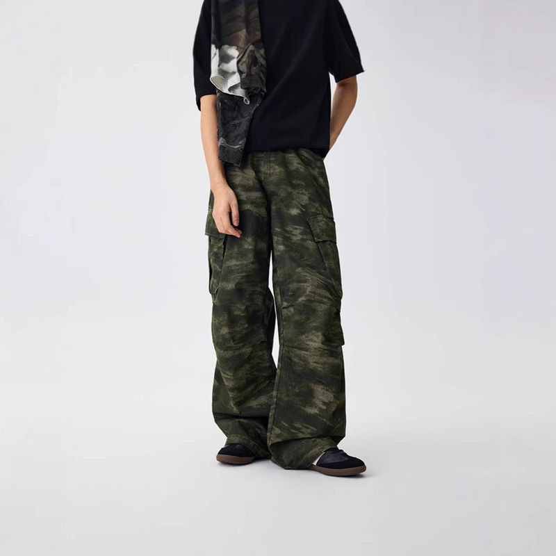 Ottb Men's Clothing | American Camouflage Workwear Multi-Pocket Men's Hazy Tie-Dye Loose Straight Layered Paratrooper Casual Pants Ottb Men's Clothing | American Camouflage Workwear Multi-Pocket Men's Hazy Tie-Dye Loose Straight Layered Paratrooper Casual Pants