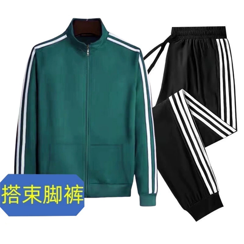Спортивный костюм‑комплект (куртка + брюки), 3‑полосный стиль, лёгкий, размеры S–5XL