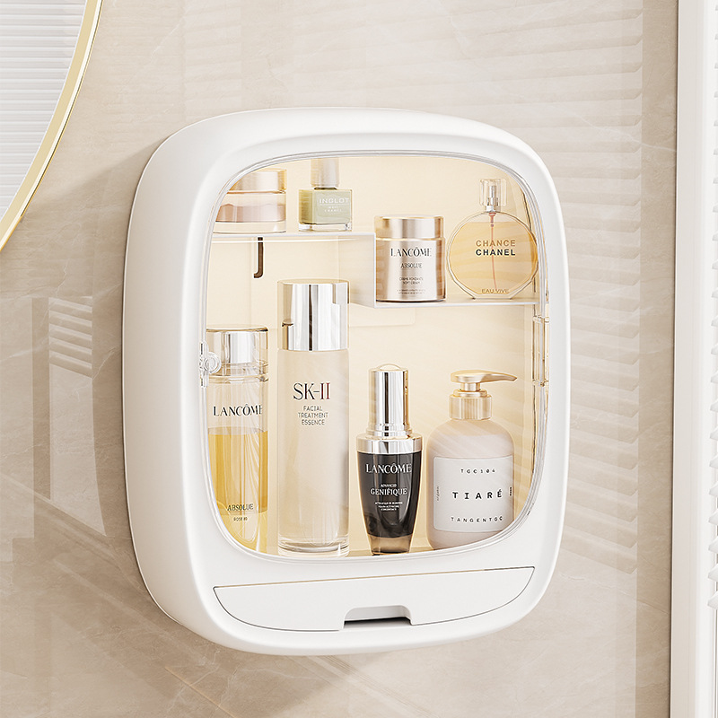 Cosmetic Storage Box Wall-Mounted Bathroom Storage No-Drill Bathroom Sink Transparent Multi-Layer Storage Shelf