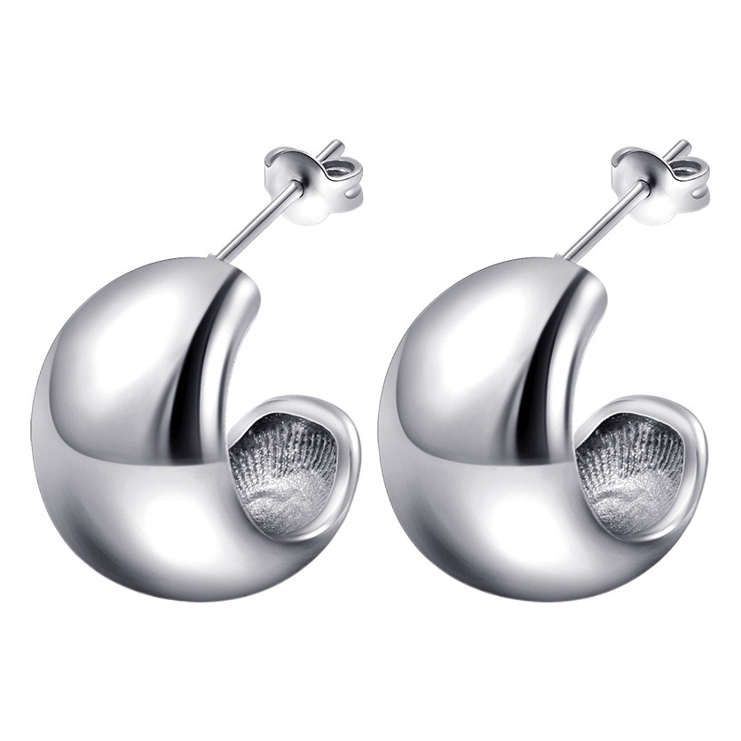 INS transfronterizo europeo y americano brillante semicírculo aretes de acero inoxidable de alto grado de lujo ligero de las mujeres pendientes de acero de titanio pendientes al por mayor