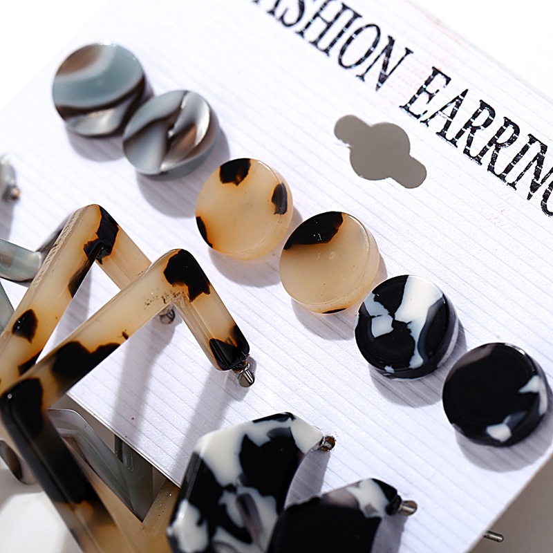 Fashion Geometric Star Arylic Alloy Plating Ear Studs 6 Pairs