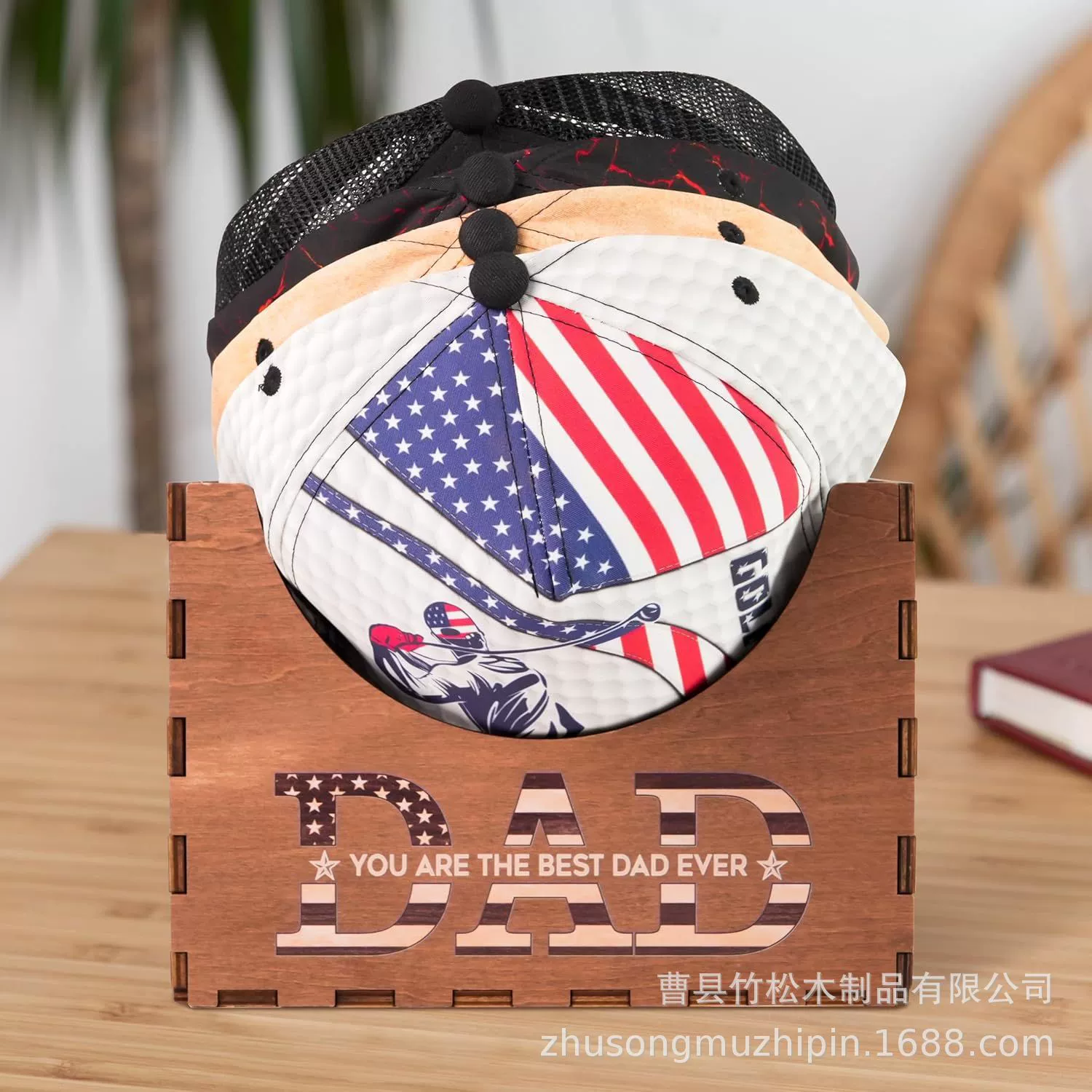 Деревянная коробка для хранения бейсболок Amazon, подставка для шляп, стеллаж для хранения шляп, домашний декор