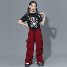 女童美式街舞潮服hiphop套装儿童爵士舞服演出服甜酷风jazz表演服