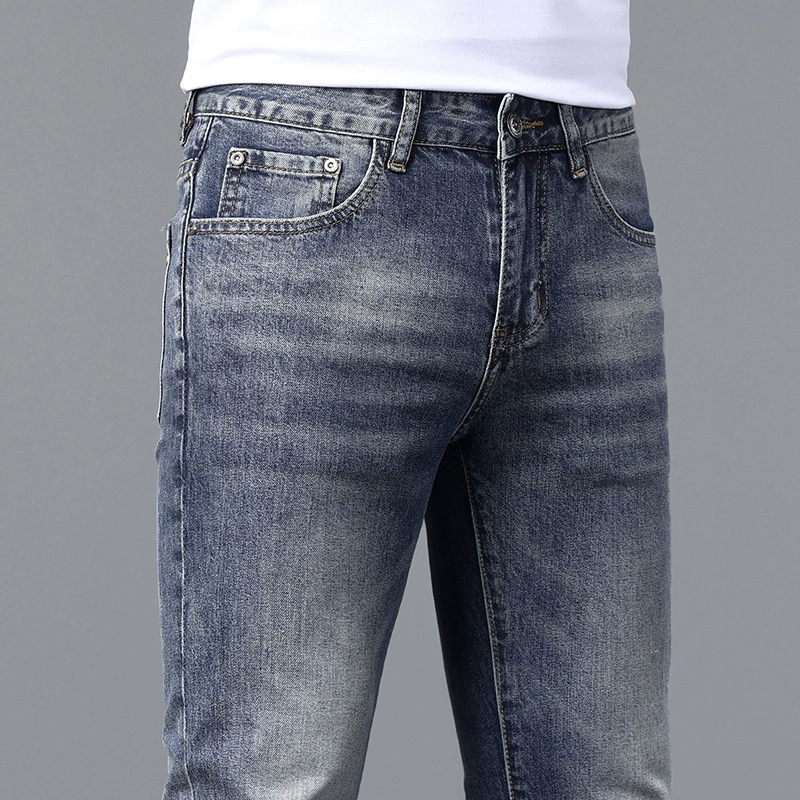 Мужские летние эластичные джинсы, casual брюки, slim fit