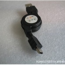 弹簧线V3口伸缩线 迷你5P双拉线 伸缩式USB公对5P T口数据线