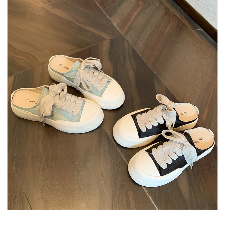 Versión de piel de oveja ~ 2025 nuevo tipo de seda seda con cabeza de media zapatilla de mujer con suela gruesa aumentando los zapatos de skate casuales