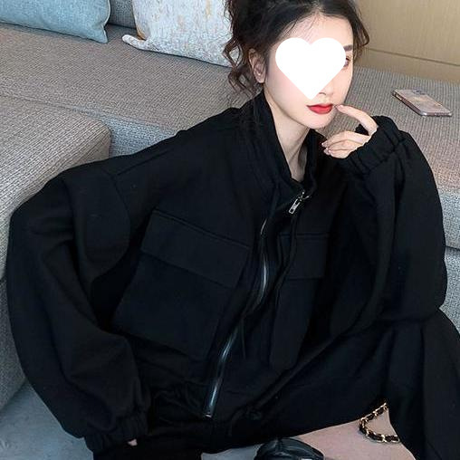 灰色时尚休闲工装套装女2025秋季新款韩版宽松短外套阔腿裤两件套|undefined