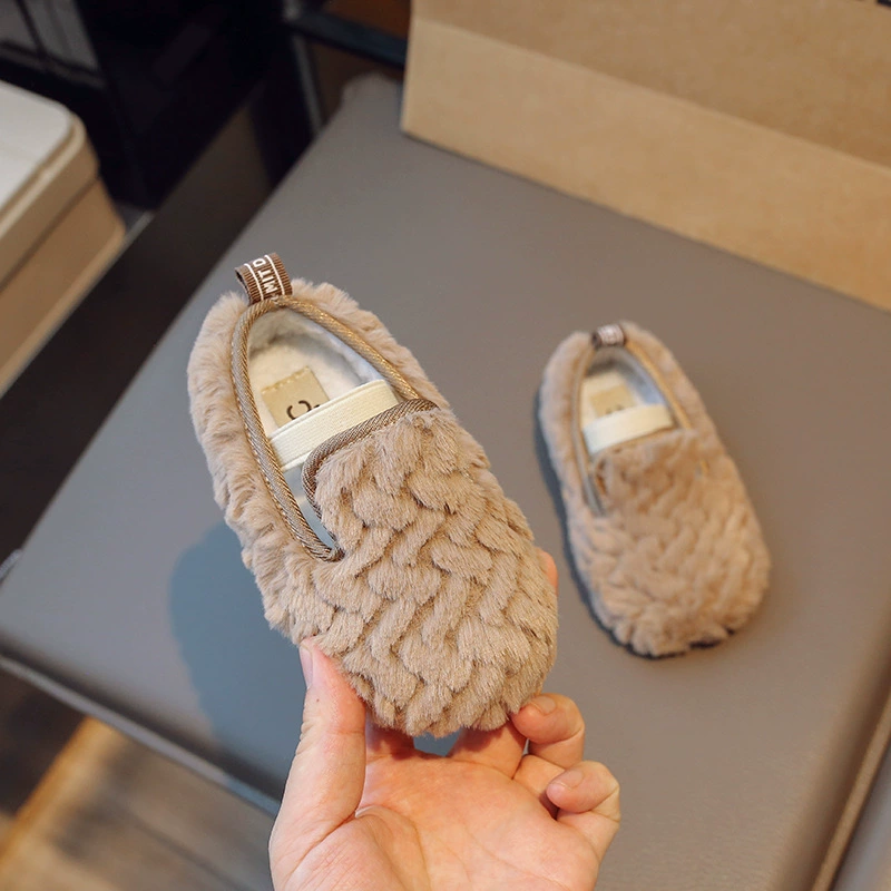 虎班长 Demi-season children's fleece keep warm shoes for men and women for leisure, Korean style