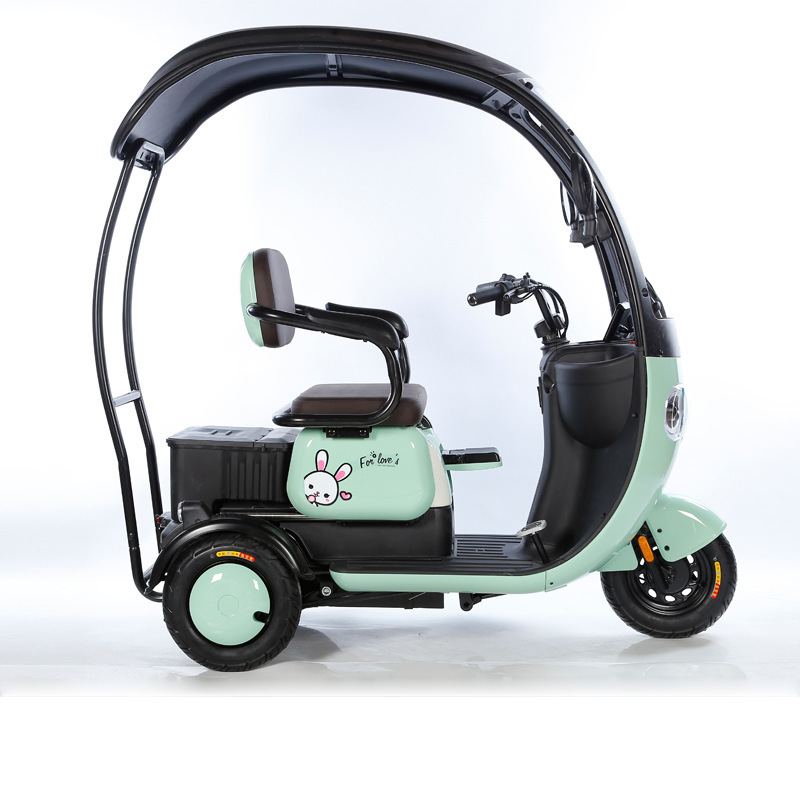 Triciclo eléctrico, scooter pequeño, coche doble para personas mayores, tranvía familiar, coche eléctrico de batería para niños