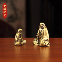 古典达摩祖师摆件手把件桌面摆饰小铜器佛像工艺品纯黄铜饰品批发