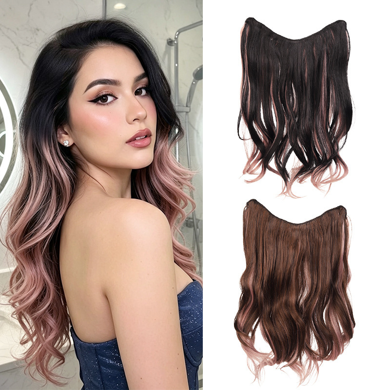Cross-border women's long hair one-piece curly hair extensions, no need for a hair net, large waves, lightweight, volumizing, fluffy hair extensions Cross-border women's long hair one-piece curly hair extensions, no need for a hair net, large waves, lightweight, volumizing, fluffy hair extensions