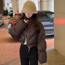 G7C白鸭绒2025冬季韩范飒美立领短款高端羽绒服女欧美潮流街头风