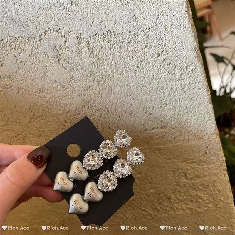 Korean Ins New Silver Heart Transparent Rhinestone Hairpin Fashion Design Side Clip Bangs Clip Hair Accessories for Women