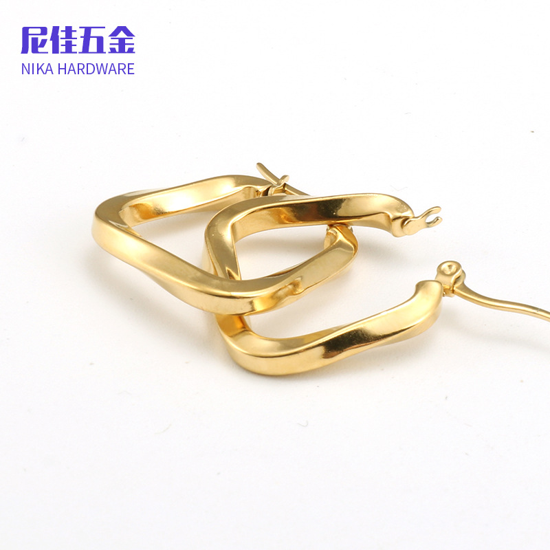 Pendientes irregulares geométricos, acero de titanio, estilo coreano moderno, no se desvanecen