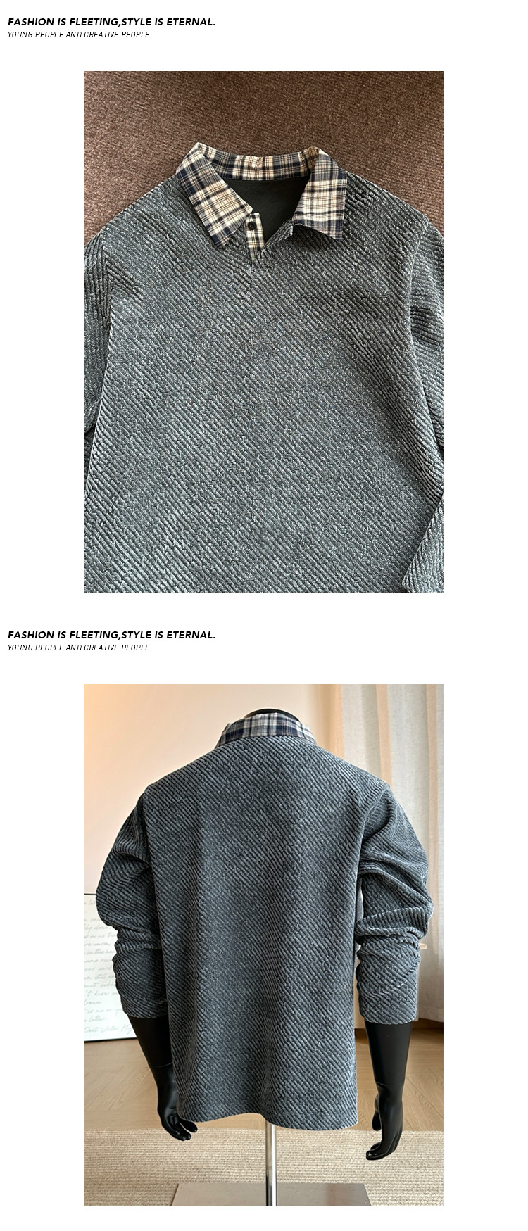 Amerikaanse retro polo sweatshirt met houndstooth voor iedereen_voghion.com