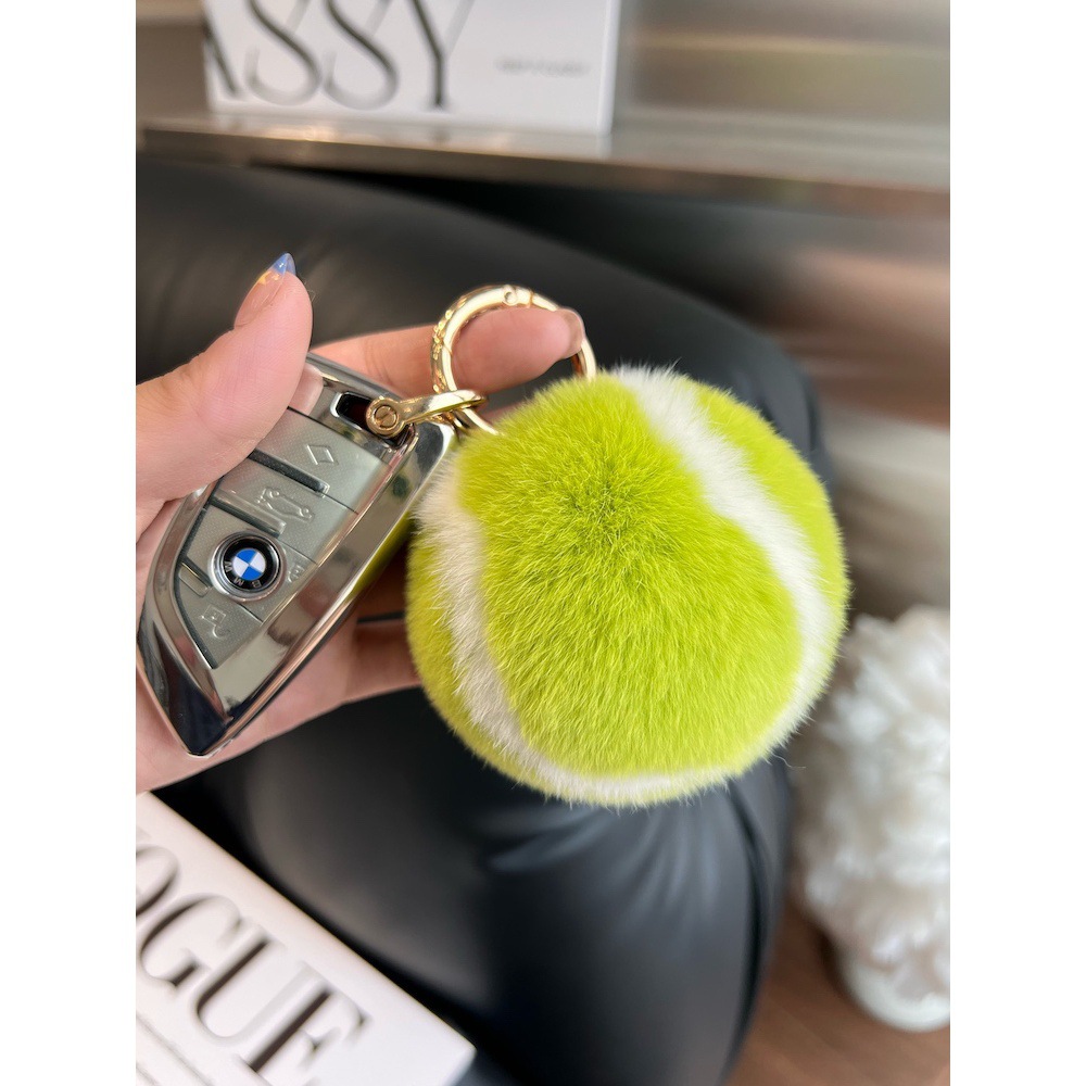 [Lindo poco de tenis] Conejo Rex piel tenis coche llavero colgante bola La felpa bolsa mochila adornos regalo