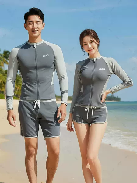 Couple Wetsuit Women's Split Slimming Suit Long-Sleeved Men's Surfing Suit Jellyfish Sports Sunscreen Hot Spring Swimsuit