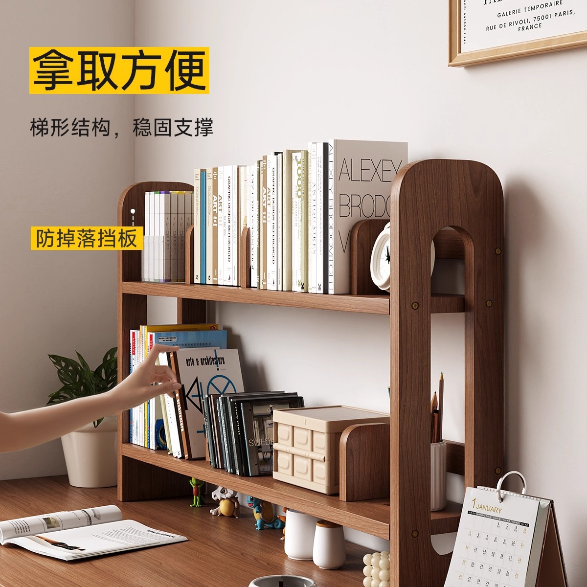 Mesa de madera sólida pequeña estantería de escritorio estudiantil estante de almacenamiento de escritorio de oficina estante de acabado multicapa estación de trabajo estante de almacenamiento vertical