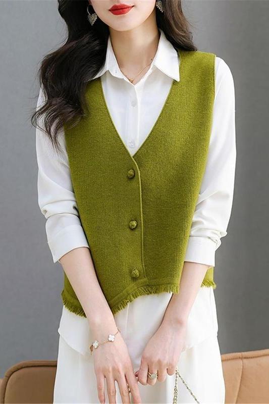 2025新款春秋针织洋气毛衣针织马甲背心外套女小个子外穿百搭坎肩|undefined