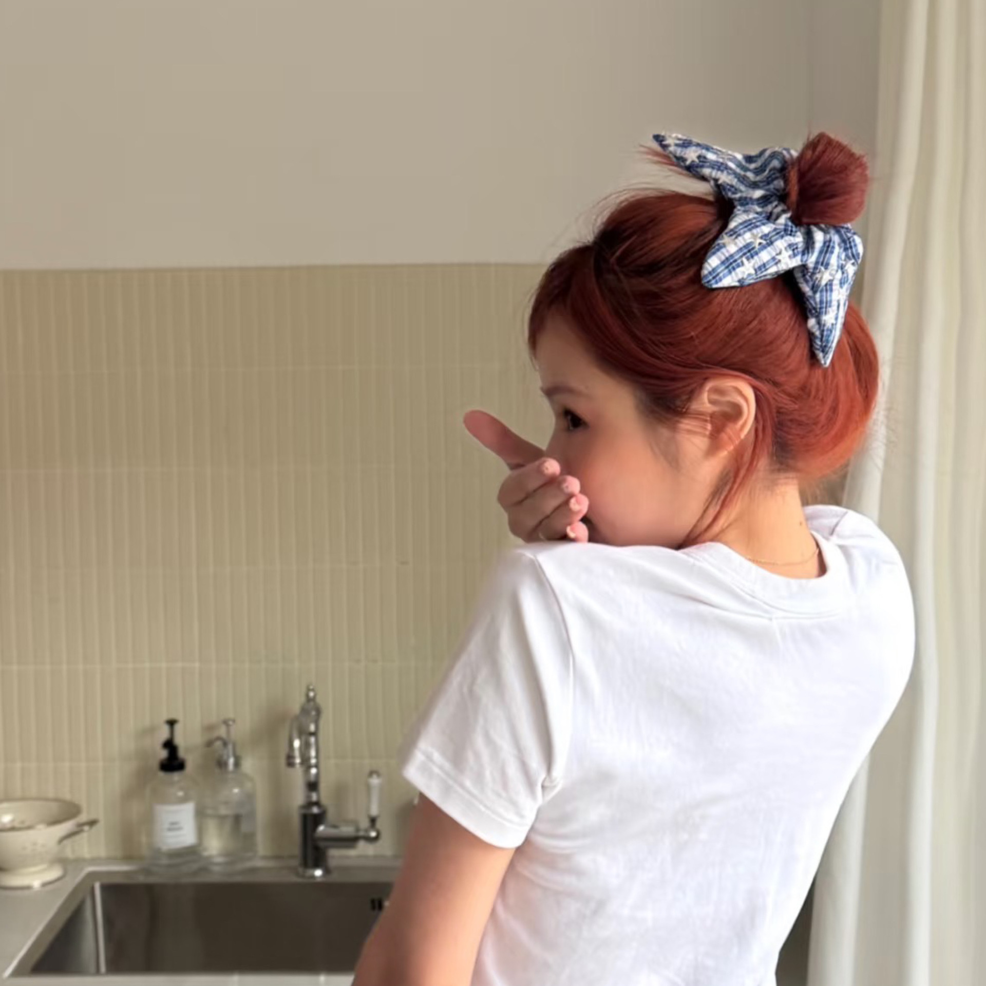 Estrella coreana hecha a mano, flor a cuadros, lazo para el cabello de intestino grueso, diseño de nicho, lazo para el cabello de alta calidad, accesorios para el cabello de cola de caballo diarios
