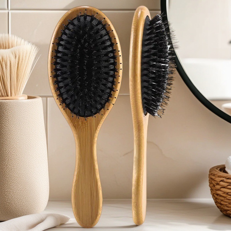 Peine de bambú, peine grande con cojín de aire, peine de peluquería para el hogar, peine para masaje de cabeza, peine de madera antiestático, venta directa de fábrica, cuidado del cabello