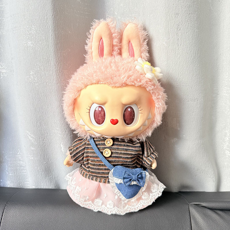 Ropa de muñeca de peluche de vinilo Labubu de 38cm para ropa de muñeca La Bu Time to Chill
