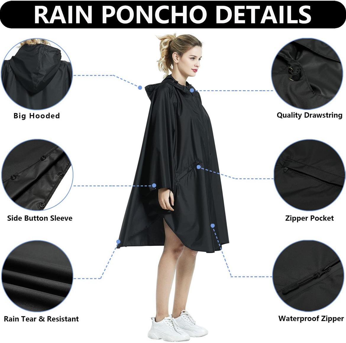 Japon ve Kore moda unisex panço yağmurluk açık bisiklet yürüyüş panço hafif baskılı fermuarlı yağmurluk panço