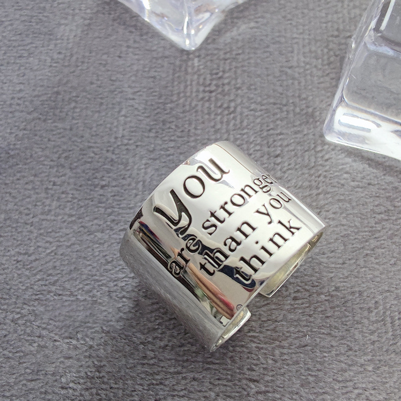 Retro fashionable brand small design ring hip-hop style with letters