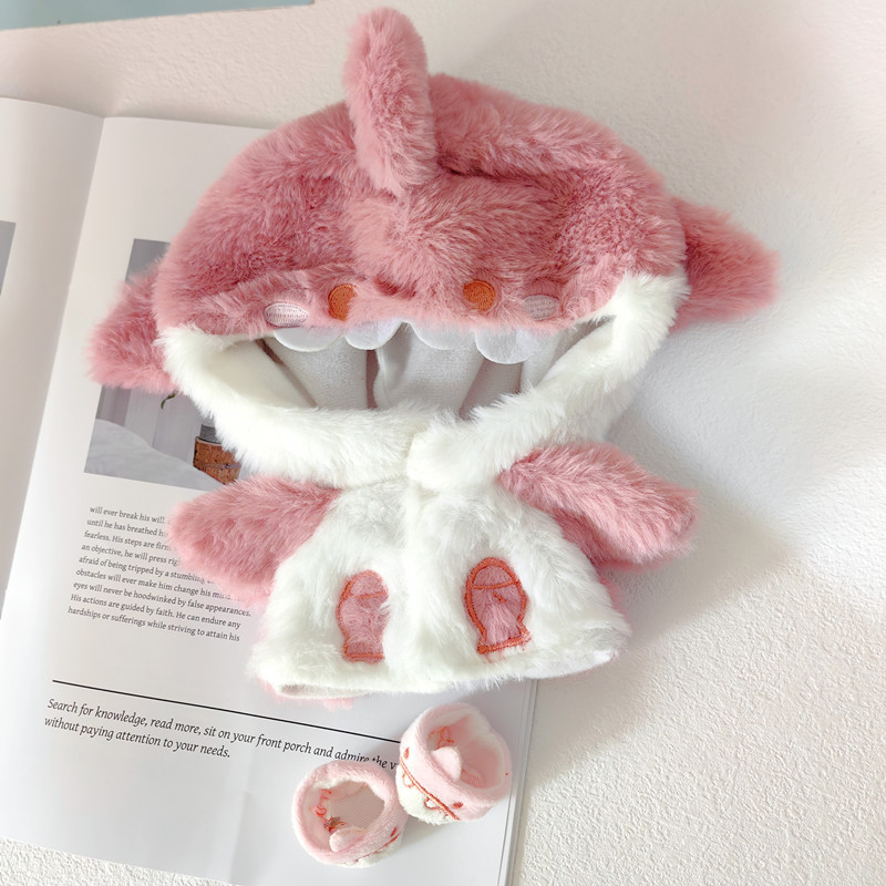 En stock al por mayor de tiburón con capucha 20cm algodón muñeca anime periférica muñeca ropa sin atributo cambio de ropa