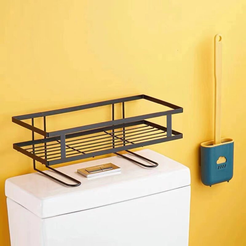 穴を開けない便器の棚の浴室の雑物の収納棚のトイレの多機能の水槽の二重の収納棚|undefined