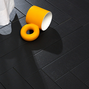 American Country Black Slender Wood Grain Tiles B&B Coffee Shop Floor Tiles 80X480 Herringbone Background Tiles