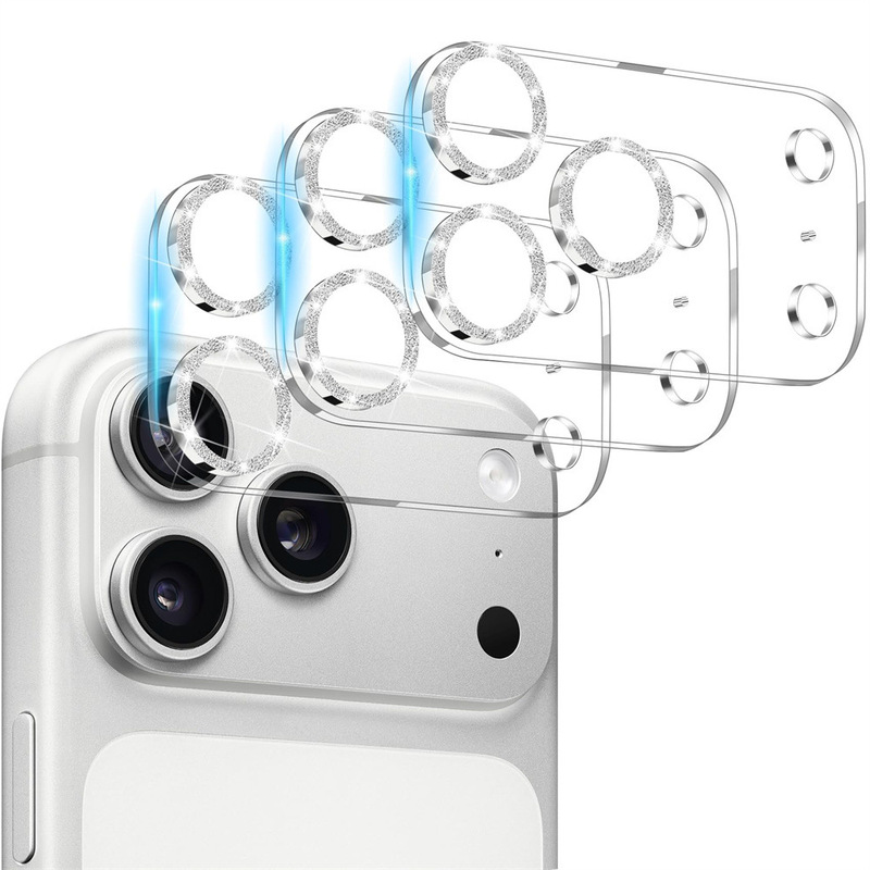 Suitable for iPhone 17/17Pro Gradient Silver Glitter 3D Camera Lens Protection Mobile Phone Film Waterproof