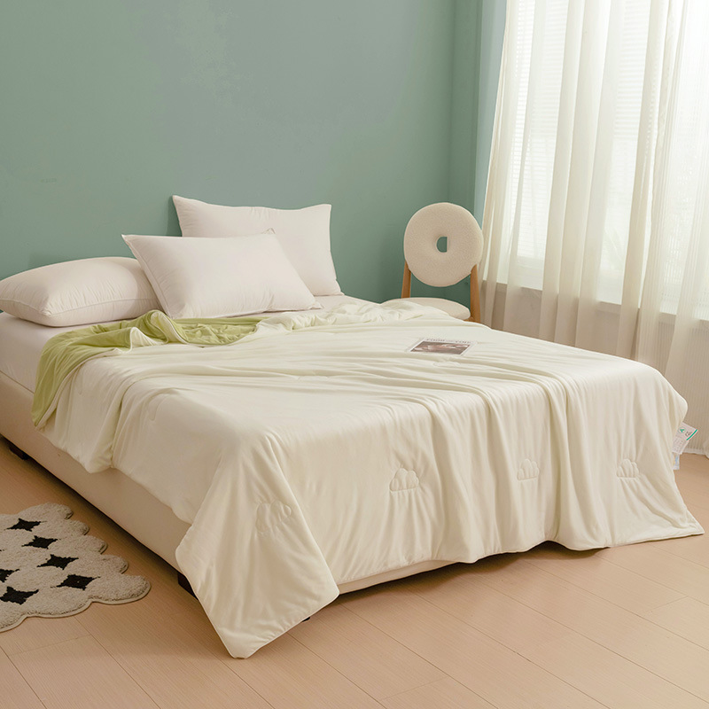 Spring and summer new type A knitted cotton double milk cover summer quilt simple solid color summer cool quilt children's summer thin quilt