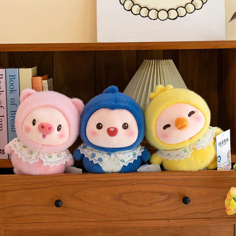 Muñeca de la familia de rollos gordos genuinos, lindo juguete de peluche, pingüino, regalo de cumpleaños para niñas y niños, muñeca de regalo de vacaciones